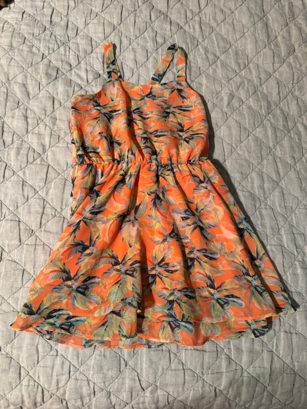 GB girls Orange Floral Sundress with Tropical Print